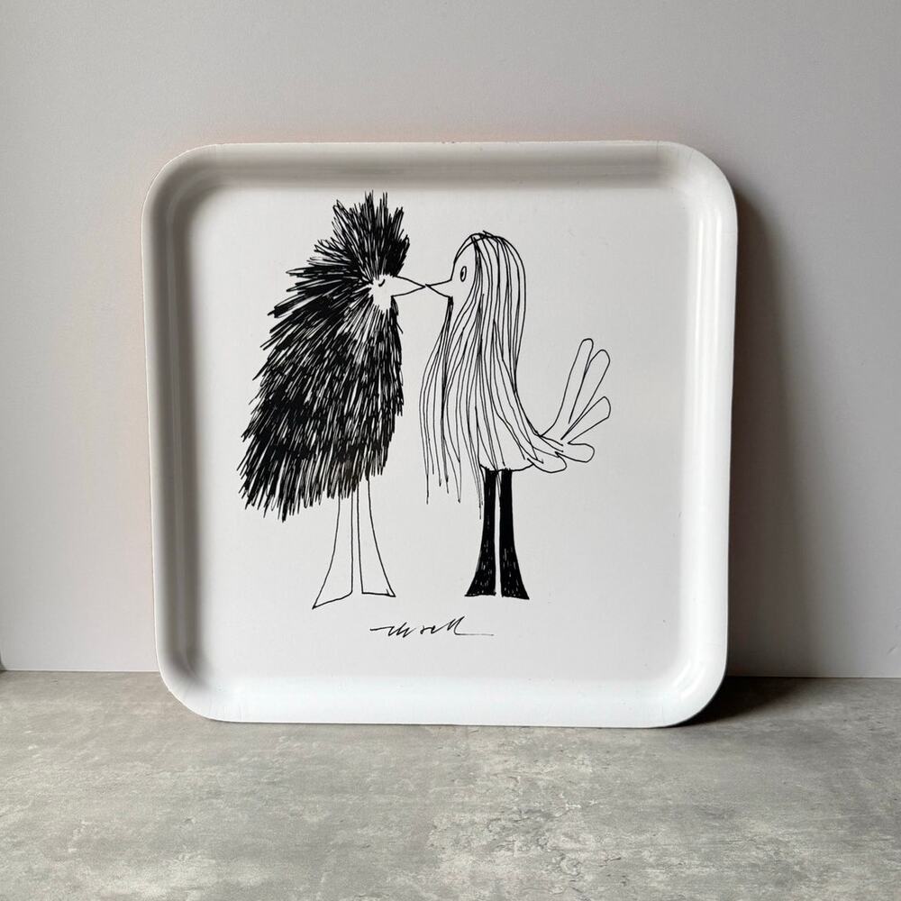 Olle Eksell Bird People IKEA Onskedrom Square Plastic Serving Tray Black White